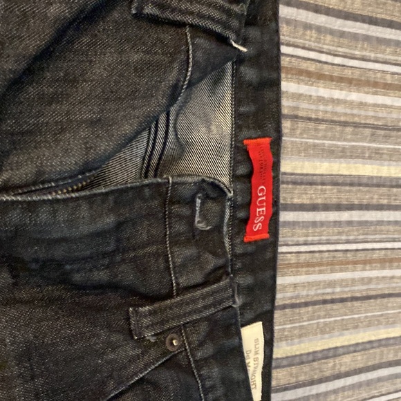Men’s Guess Slim Straight Jeans, Black Size 34/30 - Picture 2 of 2